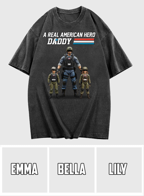 Dad You're My Hero - Personalized Father Wash T-Shirt