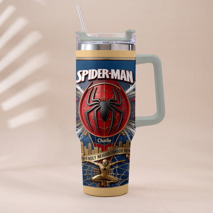 Friendly Neighborhood Hero - Personalized Spider-Verse Tumbler With Plush Charm