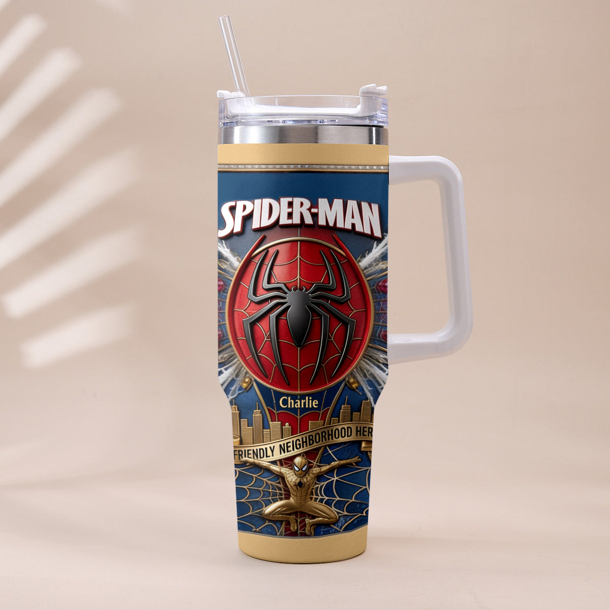 Friendly Neighborhood Hero - Personalized Spider-Verse Tumbler With Plush Charm