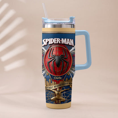 Friendly Neighborhood Hero - Personalized Spider-Verse Tumbler With Plush Charm