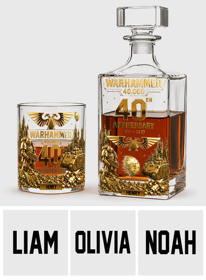 The Grimdark Millennium – 40th Anniversary - Personalized Endless War Whiskey Decanter Set