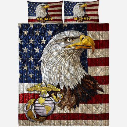 Military Pride Eagle - Personalized Veteran Quilt Set