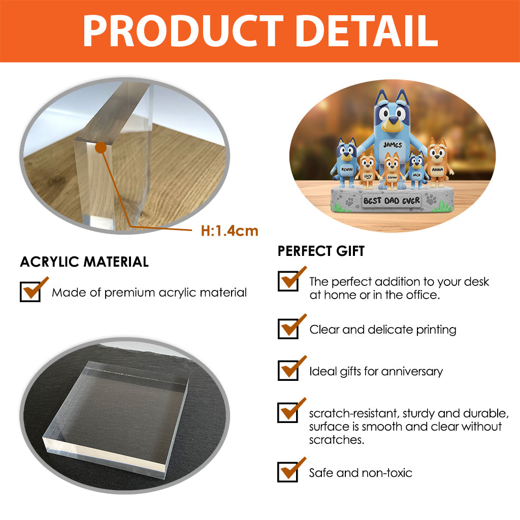 Best Dad Ever - Personalized Father Custom Shaped Acrylic Plaque