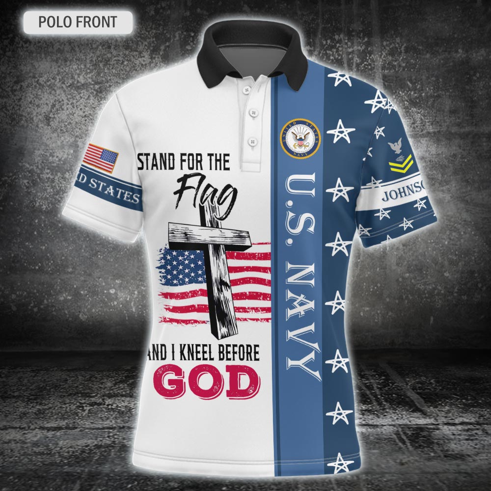 I Stand For The Flag - Personalized Veteran Polo Shirt