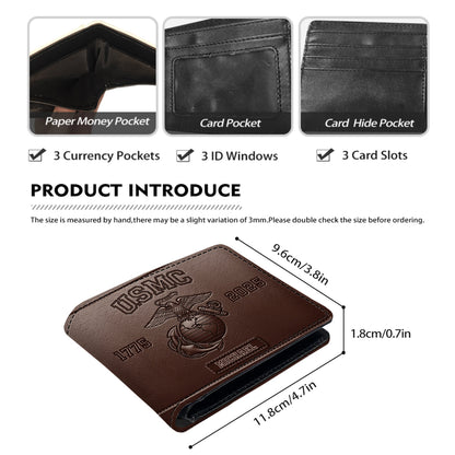 USMC 250th Anniversary - Personalized Veteran Leather Wallet