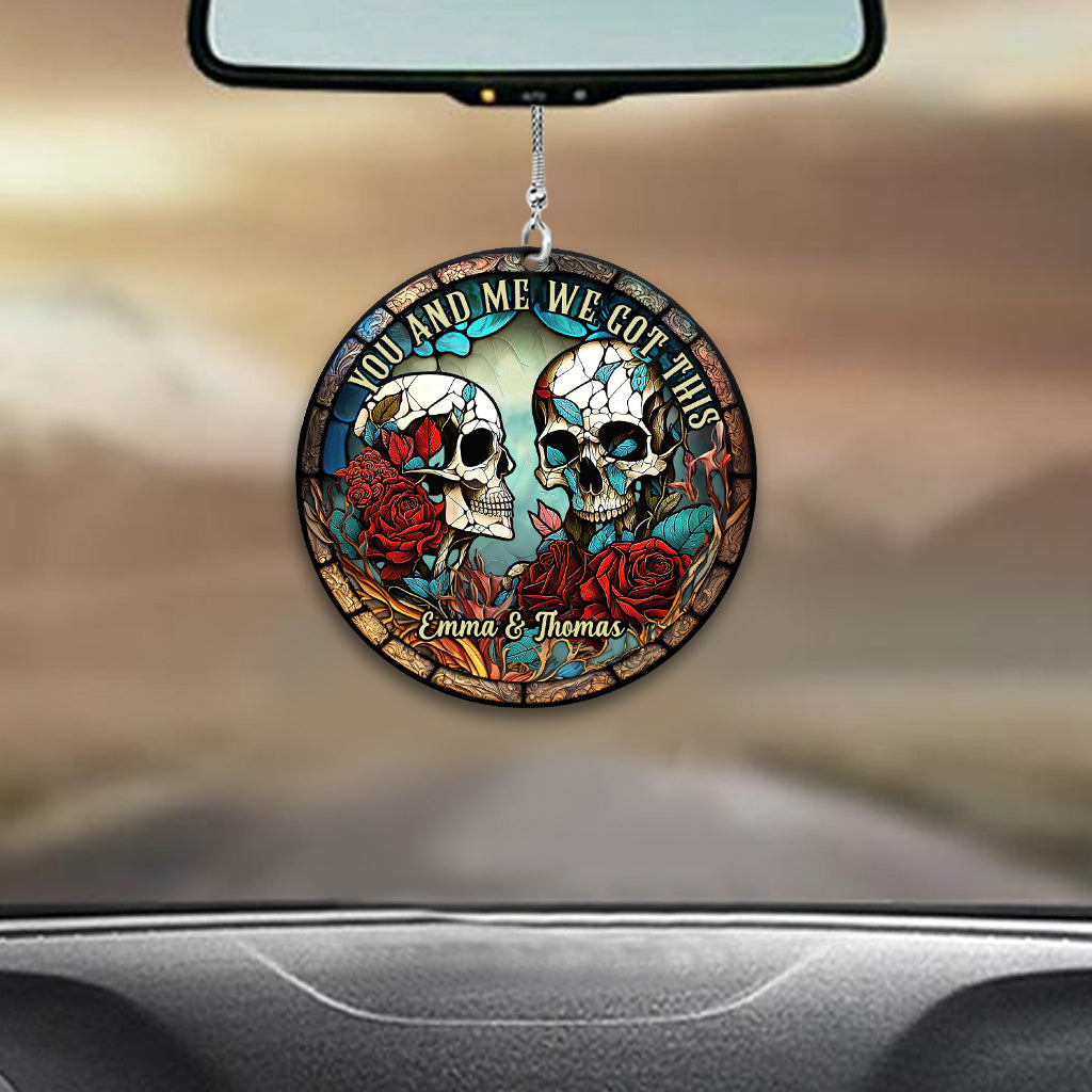 Skull Couple - Personalized Skull Car Ornament