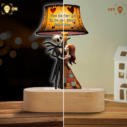 From Our First Kiss Till Our Last Breath - Personalized Nightmare Shaped Plaque Light Base