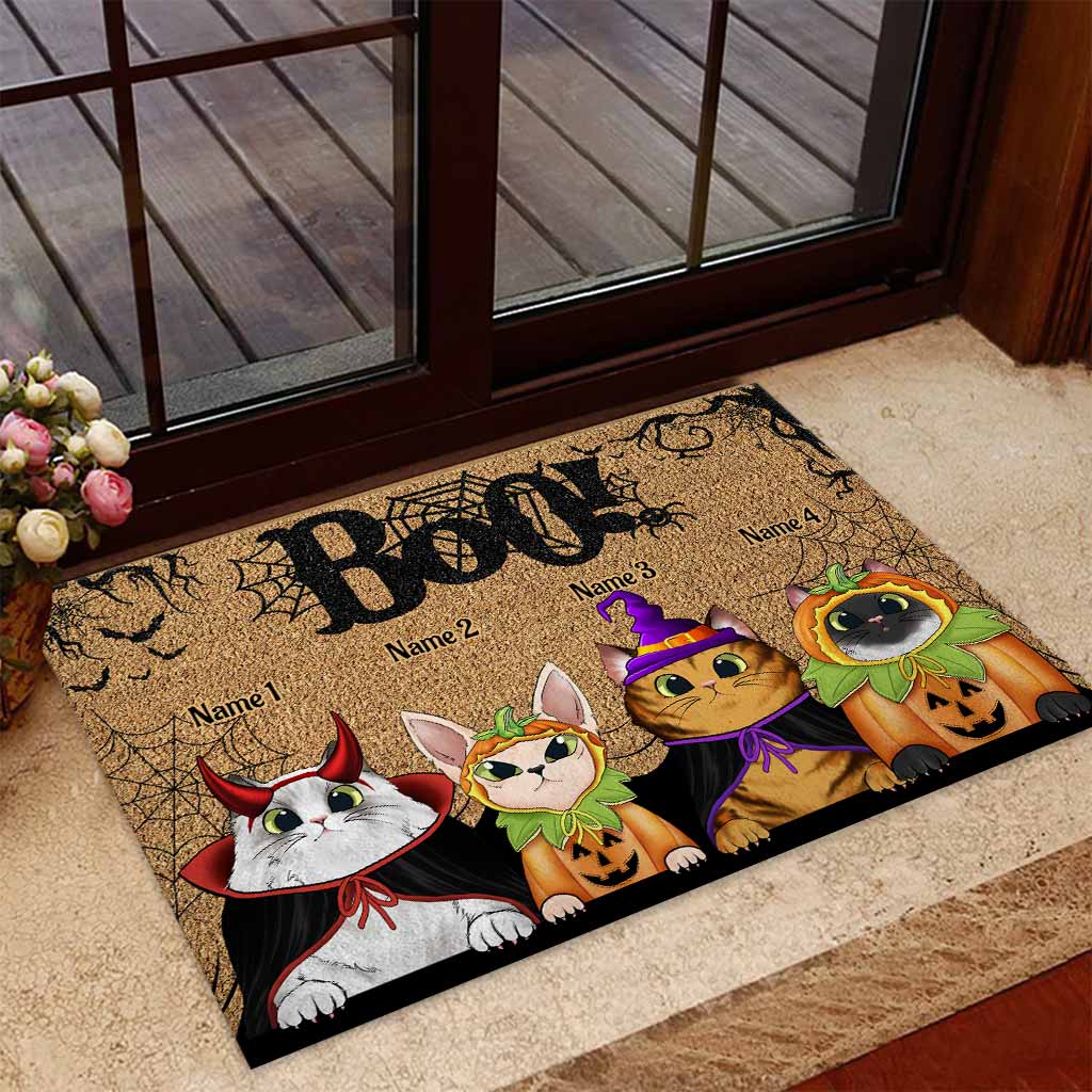 Boo Halloween - Cat Personalized Doormat