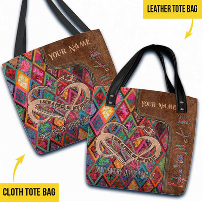 I Sew A Piece Of My Heart Personalized Tote Bag