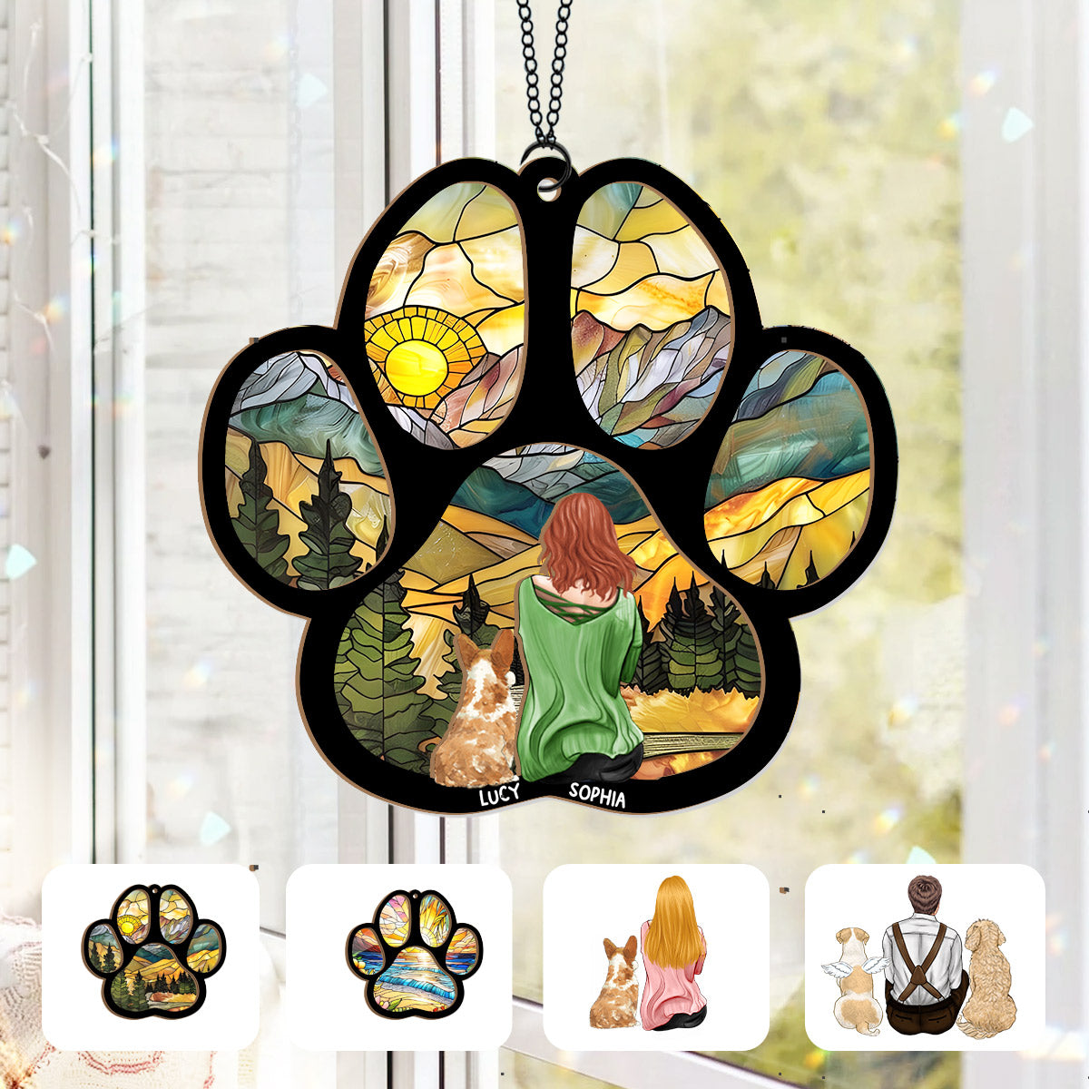 A Girl And Her Dog A Bond That Can't Be Broken - Personalized Dog 2 Layered Window Hanging Suncatcher
