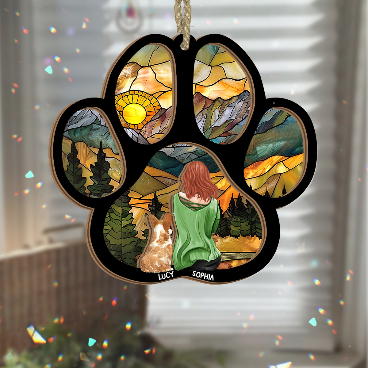 A Girl And Her Dog A Bond That Can't Be Broken - Personalized Dog 2 Layered Window Hanging Suncatcher