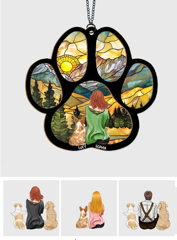 A Girl And Her Dog A Bond That Can't Be Broken - Personalized Dog 2 Layered Window Hanging Suncatcher