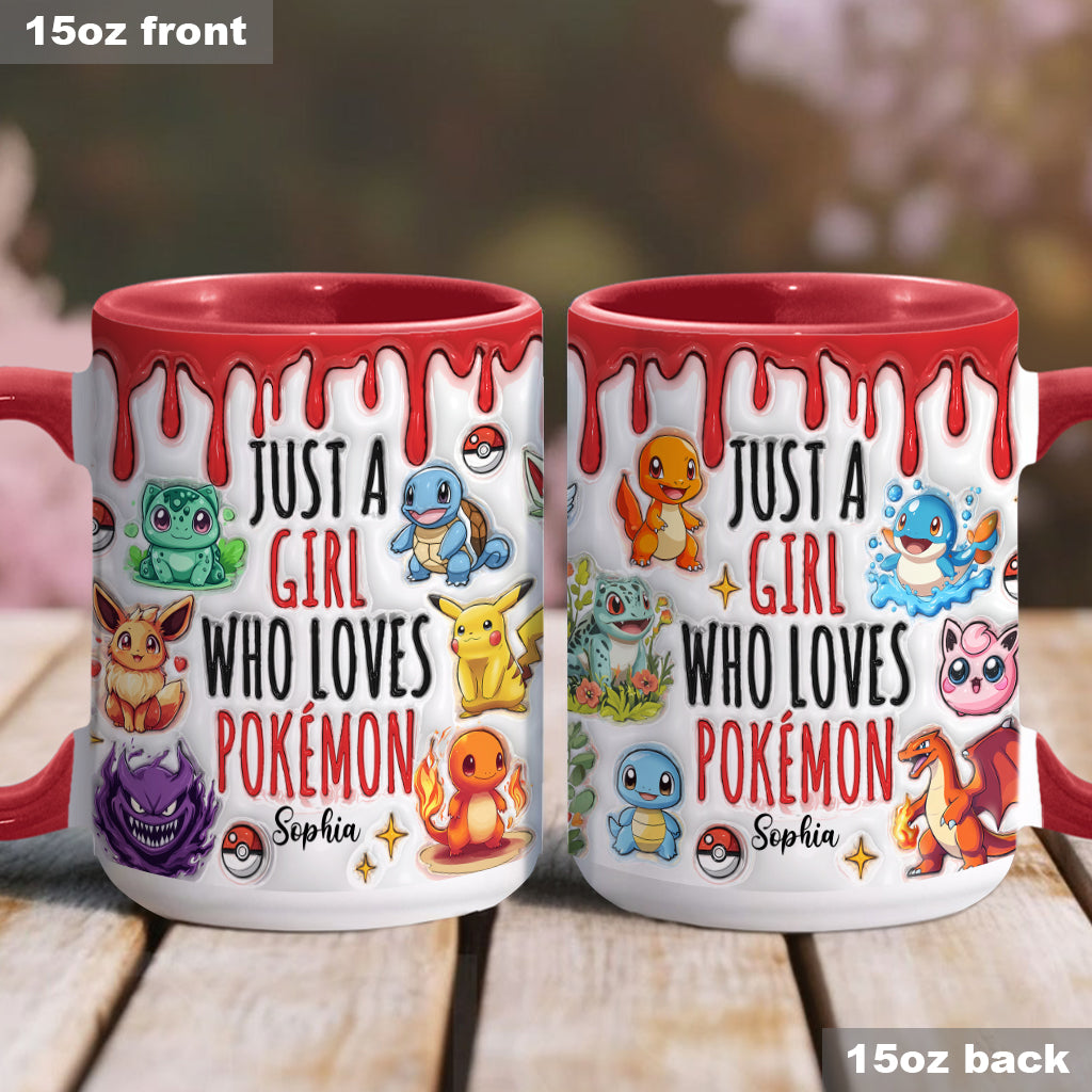 Just A Girl Who Loves Cute Monsters - Personalized Monster Trainer Accent Mug