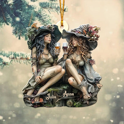 Witch Besties - Personalized Bestie Custom Shaped Ornament