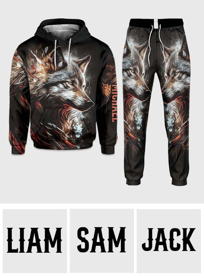 Strong Wolf - Personalized Wolf Hoodie and Sweatpants