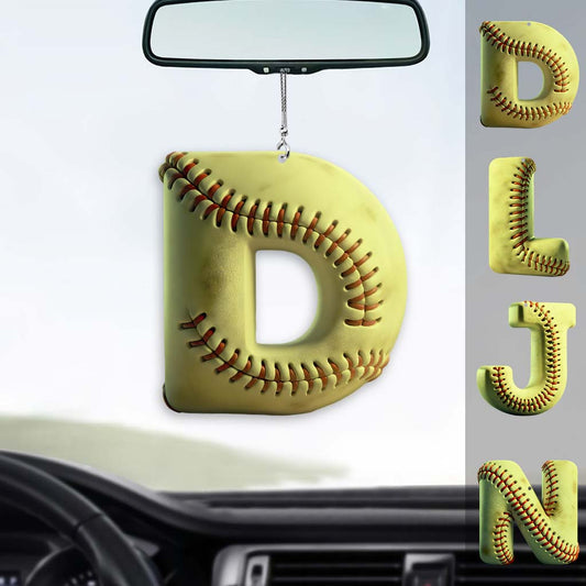 Softball Letter - Personalized Softball Car Ornament