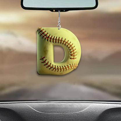 Softball Letter - Personalized Softball Car Ornament