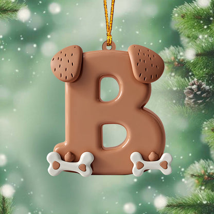Cute Dog Paw Letter Ornament - Personalized Dog Ornament