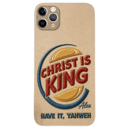 Christ Is King - Personalized Christian Classic Cap & Leather Phone Case