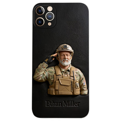 Custom Any Photo - Personalized Veteran Leather Phone Case