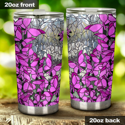 Faith Hope Love Stained Glass Pattern Print Breast Cancer Awareness Tumbler 0622