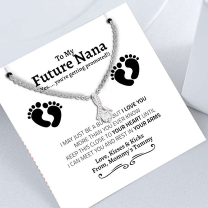 First Time New Grandma Promoted To Grandma Pregnancy Reveal Gift - Grandma Petite Ribbon Necklace 0921