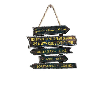 Side By Side Or Miles Apart - Personalized Mother's Day Grandma Wood Sign