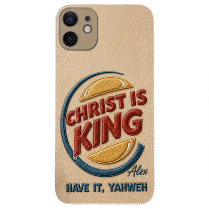 Christ Is King - Personalized Christian Classic Cap & Leather Phone Case