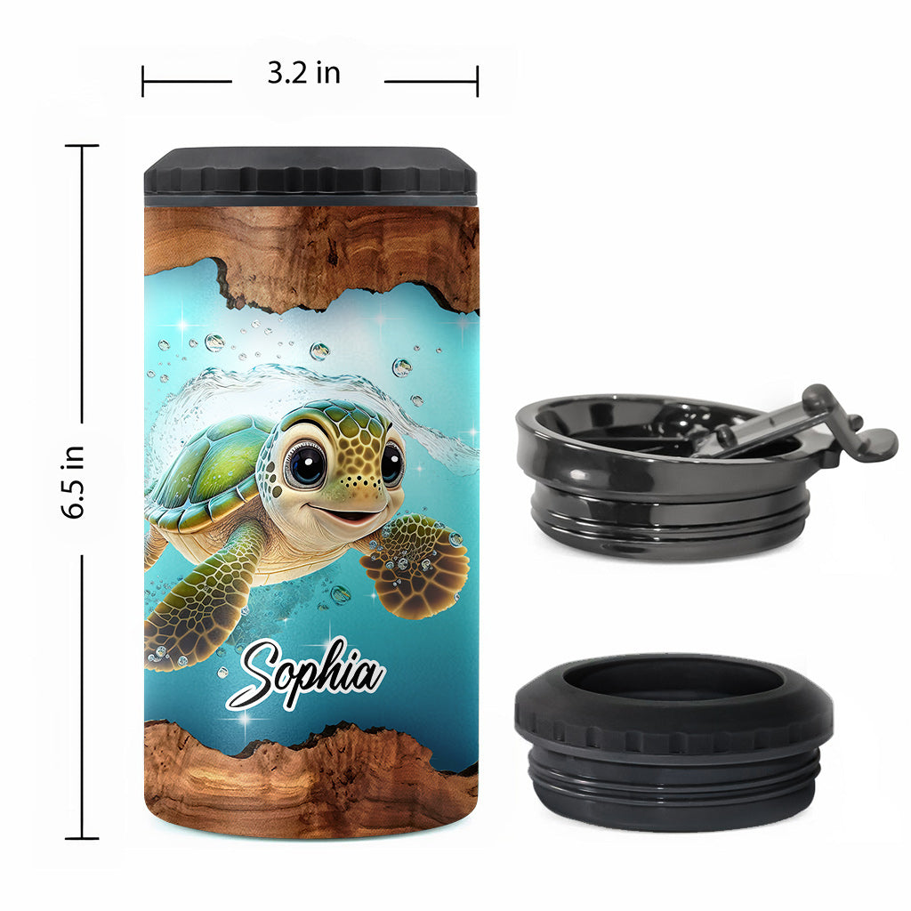 Wood Turtle - Personalized Turtle Can Cooler