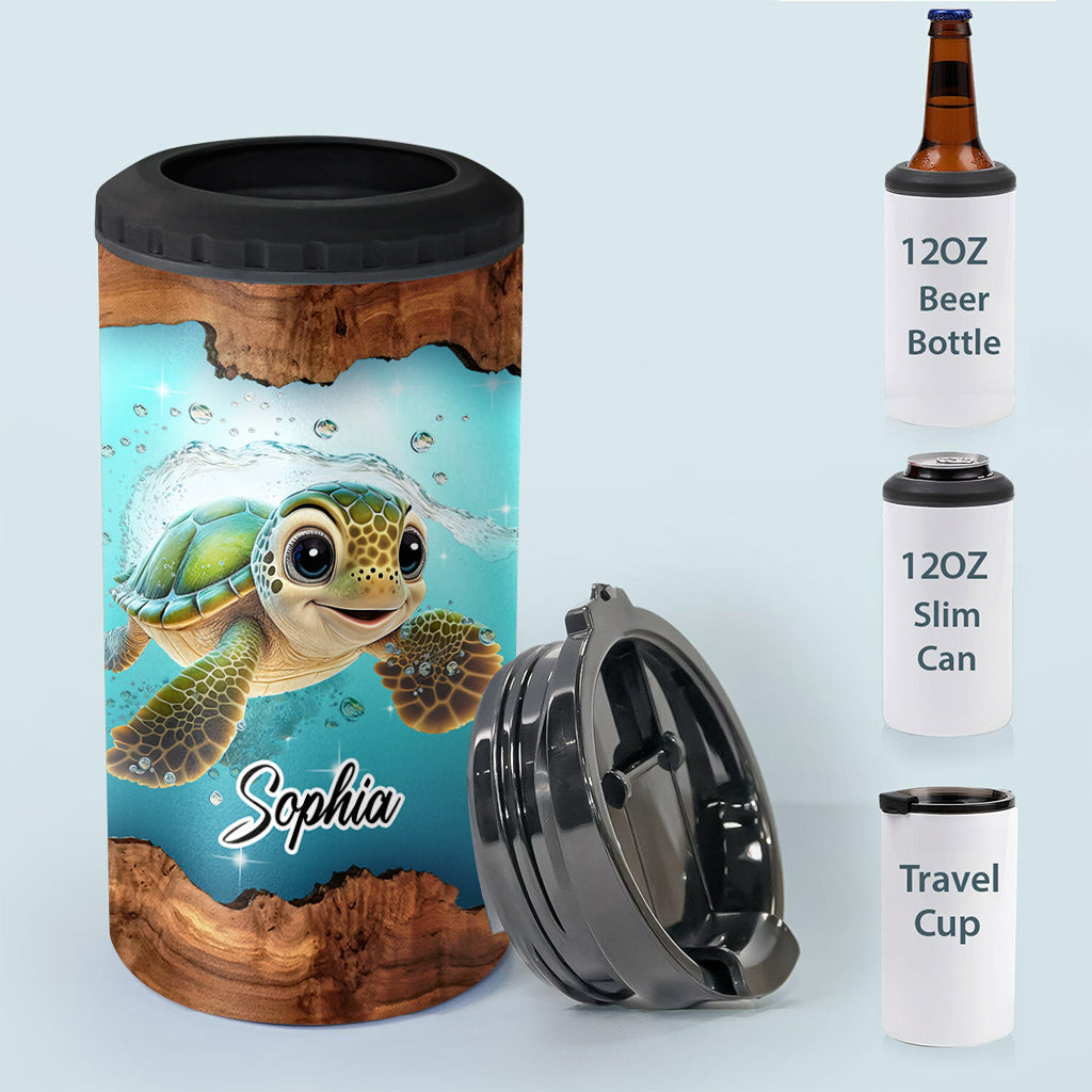 Wood Turtle - Personalized Turtle Can Cooler