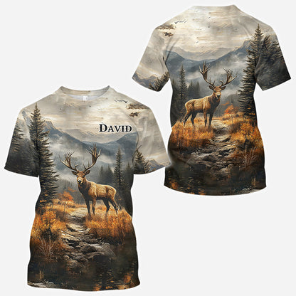 Any Name Beautiful Deer - Personalized Hunting All Over Shirt