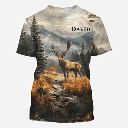 Any Name Beautiful Deer - Personalized Hunting All Over Shirt