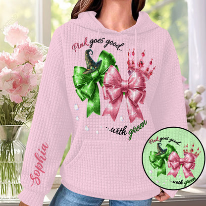 Pink Green Witch - Personalized Waffle Hoodie