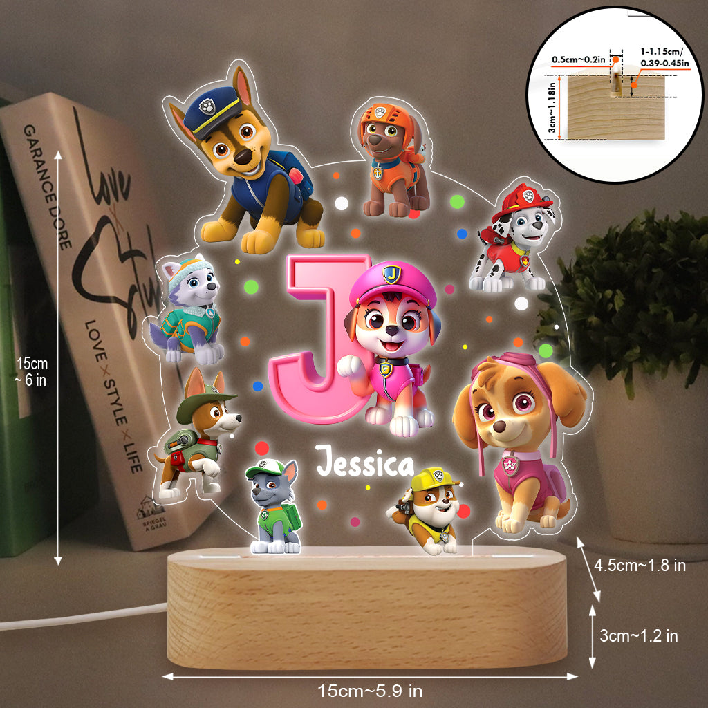 My Chase Led Light - Personalized Kid Shaped Plaque Light Base