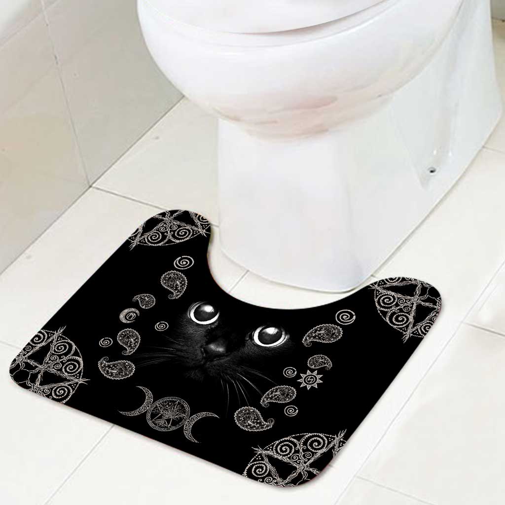Witchy Black Cat - Witch Bathroom Curtain & Mats Set