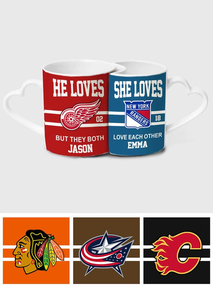 Hockey Couple - Personalized Hockey Matching Heart Handle Mug