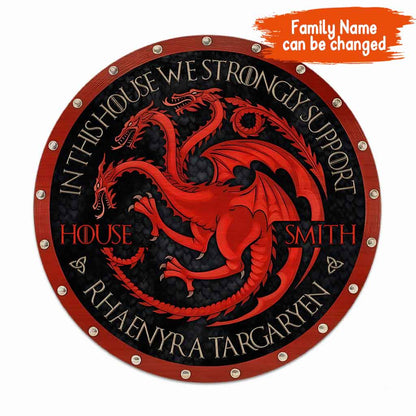 Team Black - Personalized Thrones Game Round Wood Sign