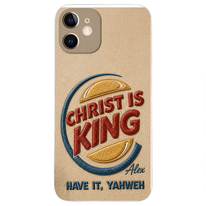Christ Is King - Personalized Christian Classic Cap & Leather Phone Case