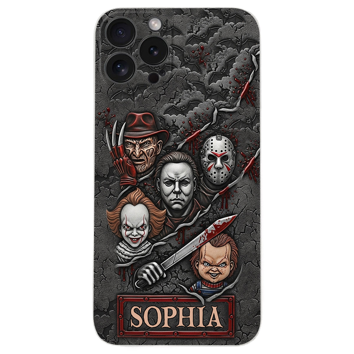 Scary Characters - Personalized Leather Phone Case