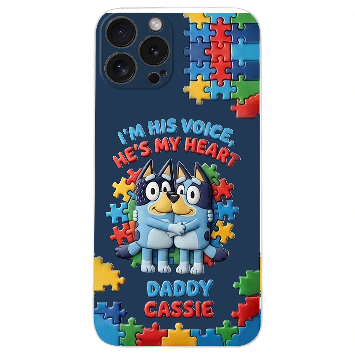 I'm His Voice - Personalized Autism Awareness 3D Embossed Leather Phone Case