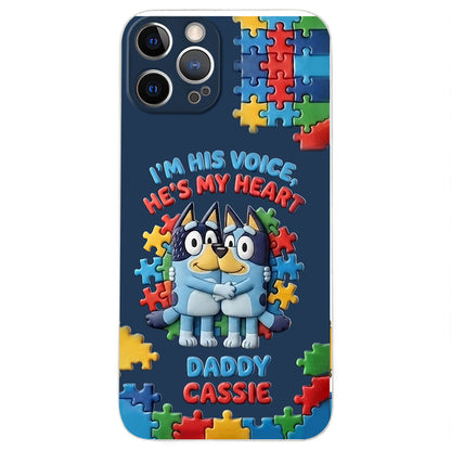 I'm His Voice - Personalized Autism Awareness 3D Embossed Leather Phone Case