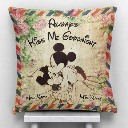 Always Kiss Me Goodnight - Personalized Mouse Throw Pillow