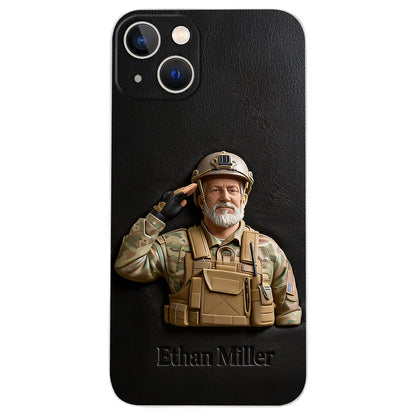 Custom Any Photo - Personalized Veteran Leather Phone Case