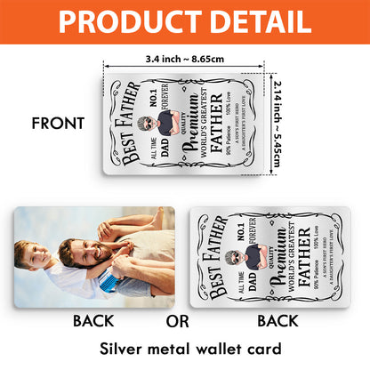 Best Father Premium - Gift for dad, grandpa - Personalized Wallet Insert Card