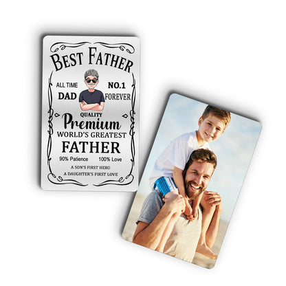 Best Father Premium - Gift for dad, grandpa - Personalized Wallet Insert Card