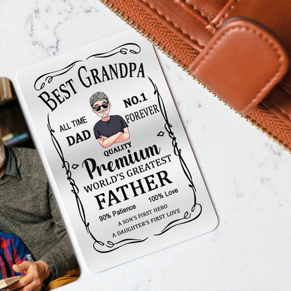 Best Father Premium - Gift for dad, grandpa - Personalized Wallet Insert Card