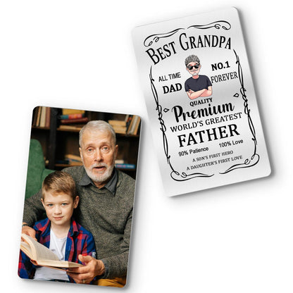 Best Father Premium - Gift for dad, grandpa - Personalized Wallet Insert Card