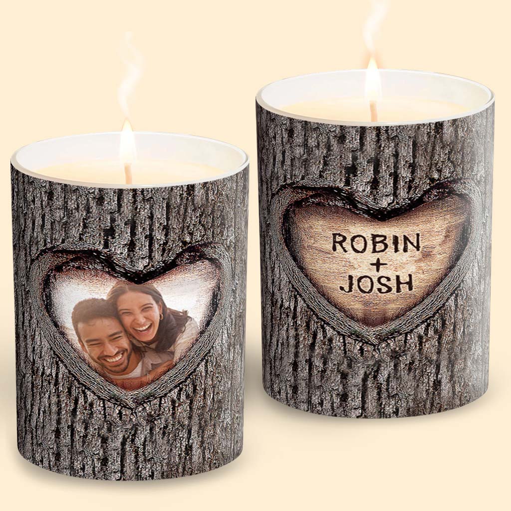 Couple - Personalized Couple Candle With Wooden Lid