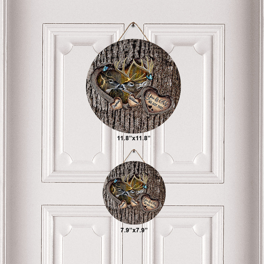 Hunting Lovers - Personalized Hunting Round Wood Sign