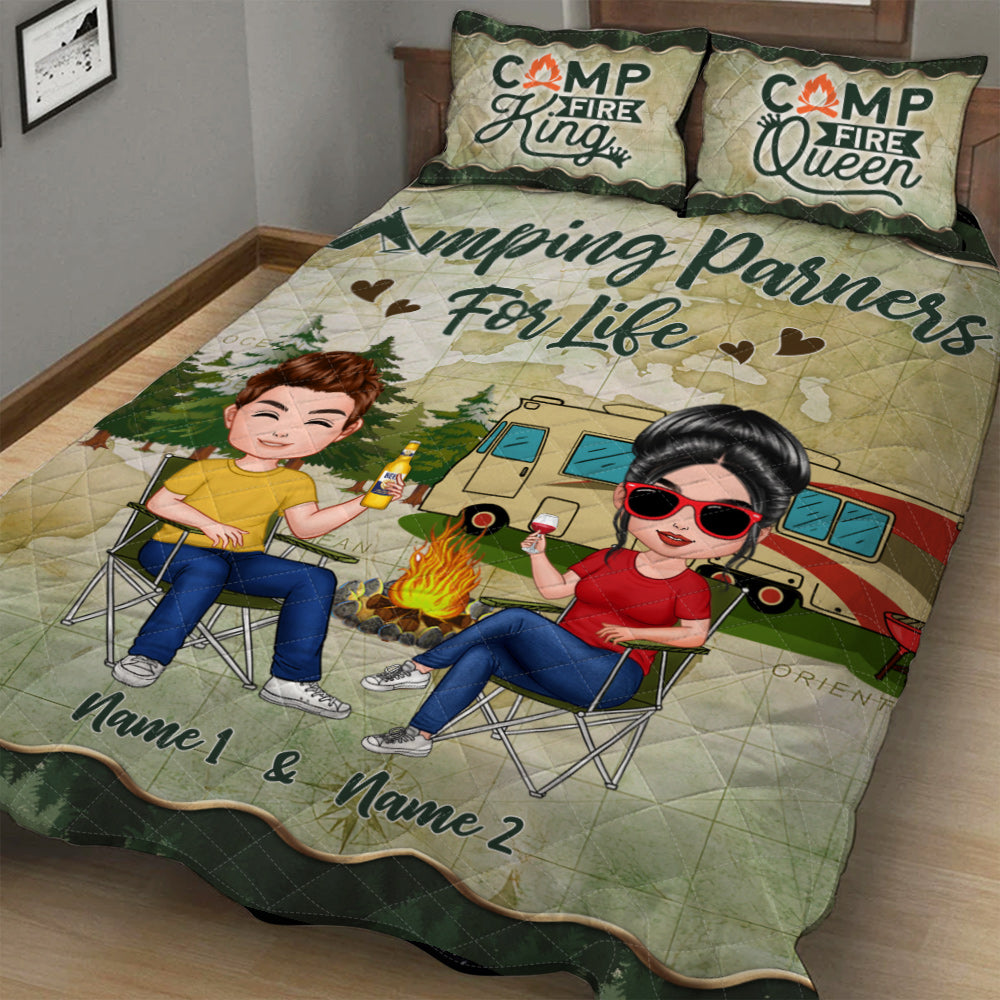 Camping Partners For Life - Personalized Couple Camping Quilt Set